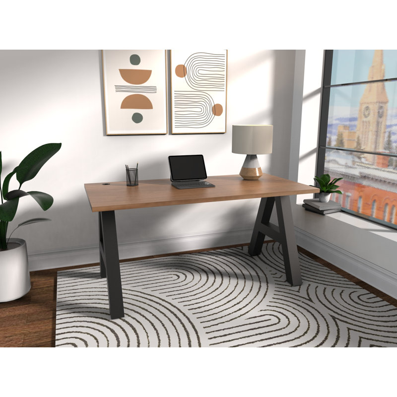 Serenity A-Frame Executive Writing Desk, 60x30, Walnut Strand Top, 30" H x 60" W x 30" D, Walnut Strand