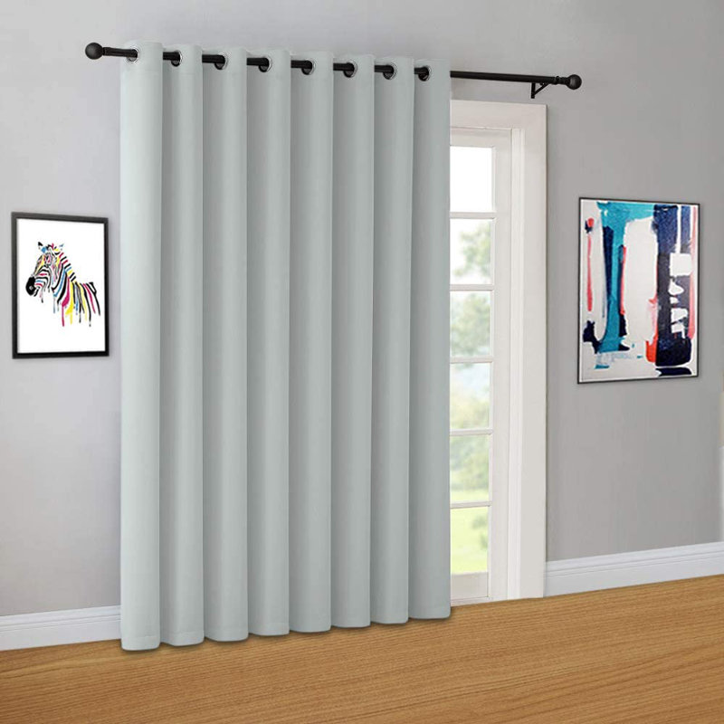 NICOLE PATIOS Extra Wide Solid Room Darkening Curtain Panel, 102" W x 96" L, Beige Ivory
