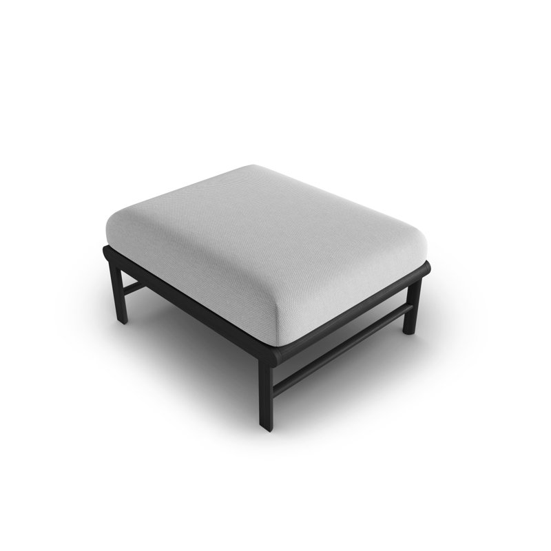 Upholstered Outdoor Ottoman, Light Grey