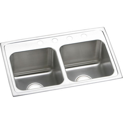 Lustertone 29" L x 18" W Double Basin Drop-In Kitchen Sink