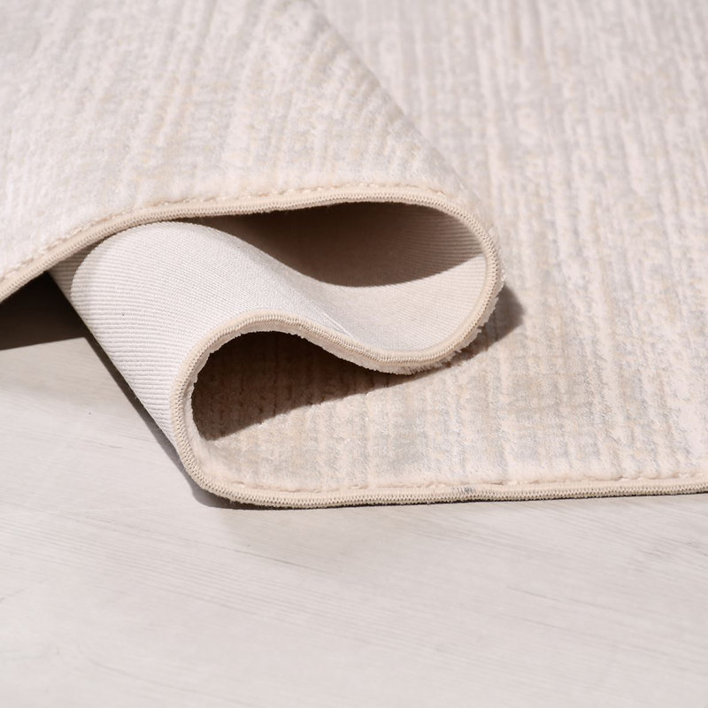 Tapis crème moderne antidérapant lavable à la machine, Tapis de couloir 3 pi 3 po x 9 pi 9 po