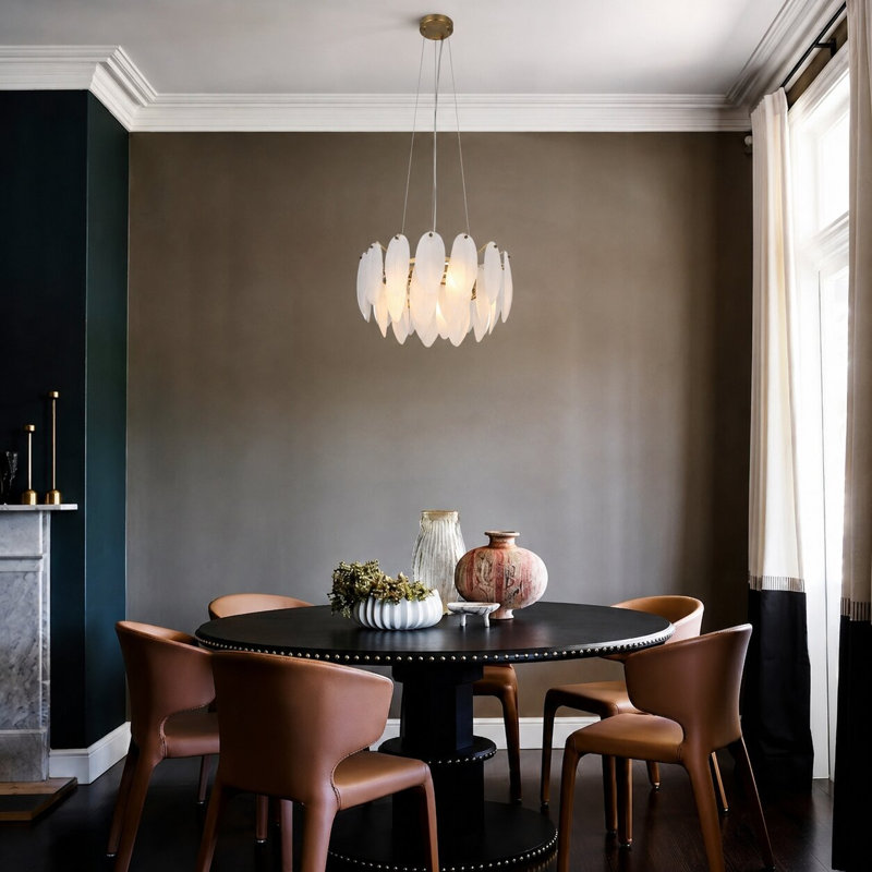 Lustre rond transitionnel en verre 11 lumières