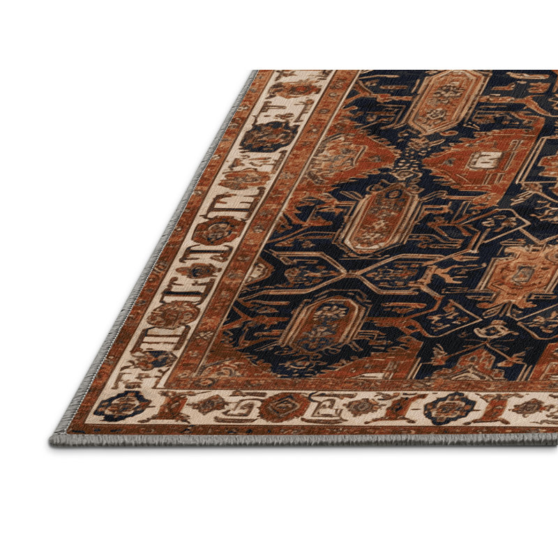 Tapis art déco brun lavable à la machine, Carré 3 pi