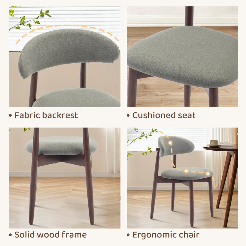 Vannie Solid Wood Upholstered Side Chair Dining Chair, Green