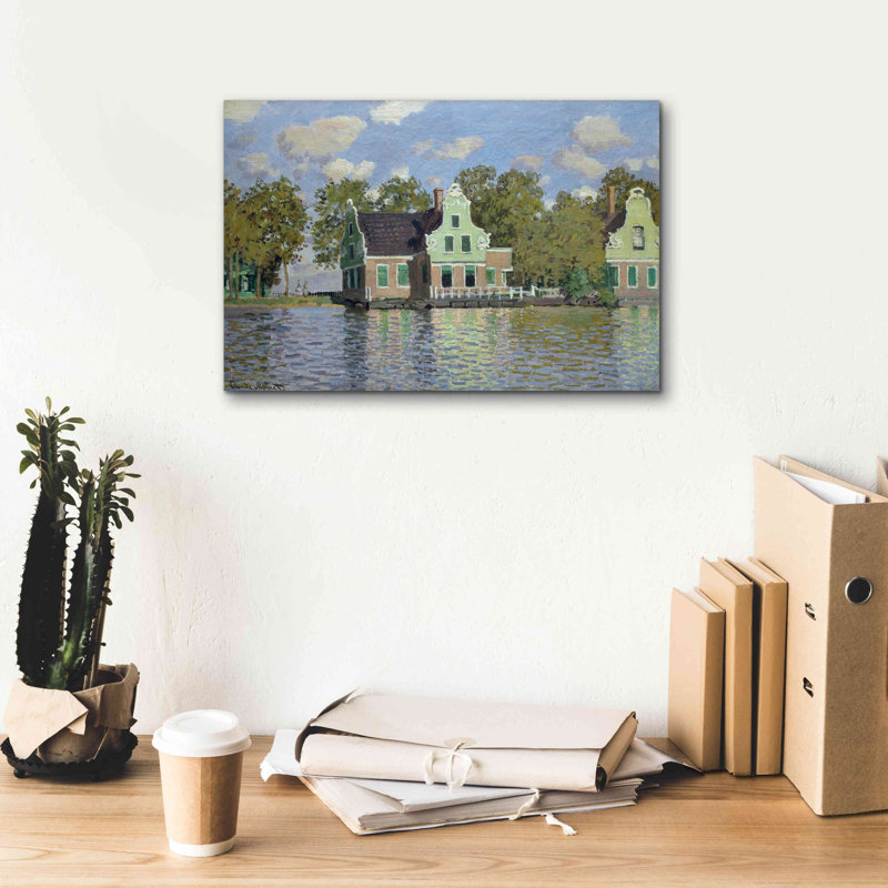 «Maisons près de la berge de la rivière Zaan» par Claude Monet, estampe numérique sur toile, H 12 po x l 18 po x P 0,75 po