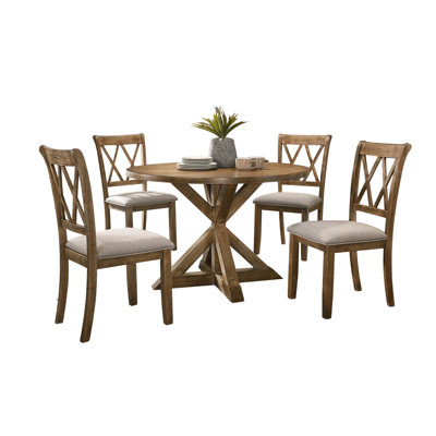 Cross-Buck Wood 5-Piece Dining Set