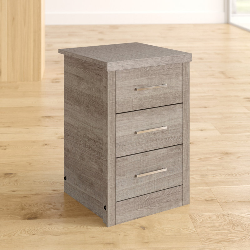 Arjon 3 Drawer Bedside Table, Black Wood Grain