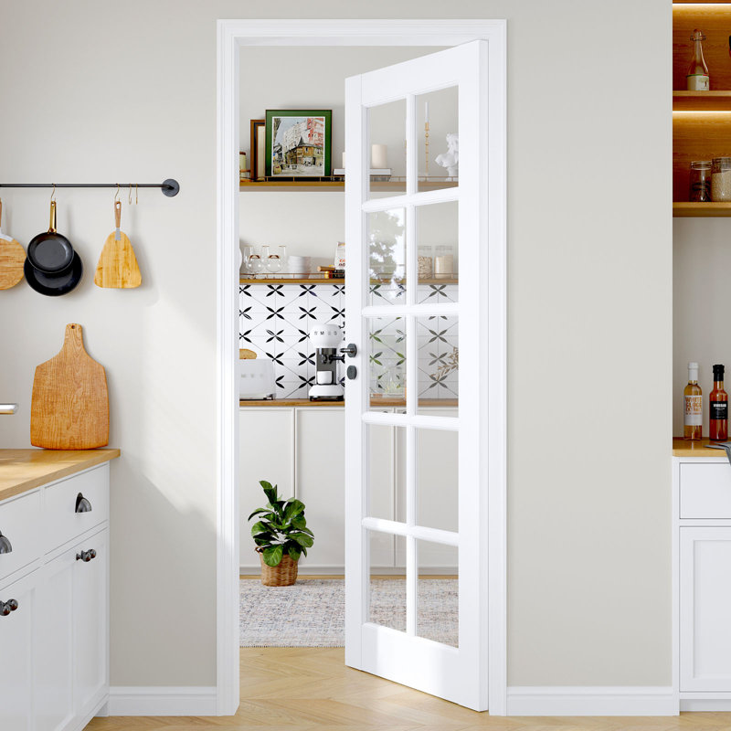 Portes en bois massif et manufacturé à double dalle en verre apprêté 10-Lite sans cadre ni quincaillerie, 30 po x 80 po