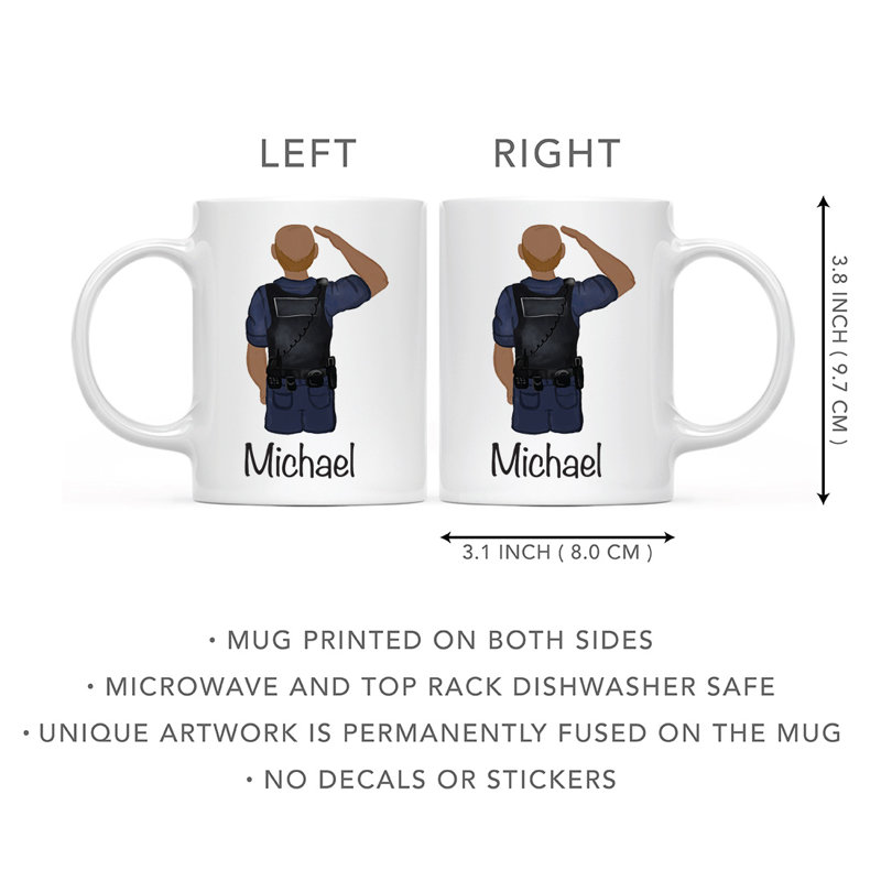 Tasse à café personnalisée, Oui, Policier jaune / brun 1