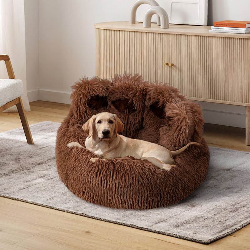 Plush Pet Bed, 60, Brown