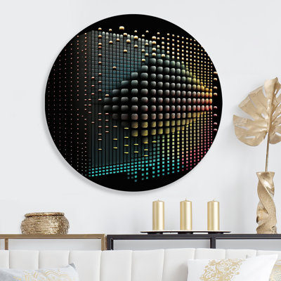 «Multicolimensional Luminogram III», art mural rond géométrique abstrait sur métal