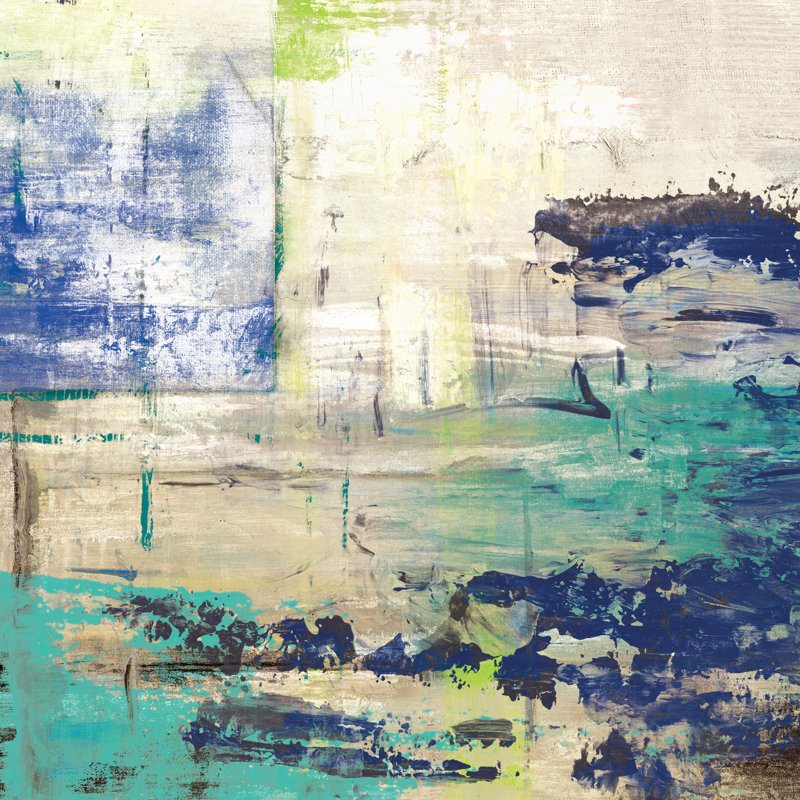 Blue Green Abstract - Wrapped Canvas Painting, 122cm H x 122cm W x 3.8cm D
