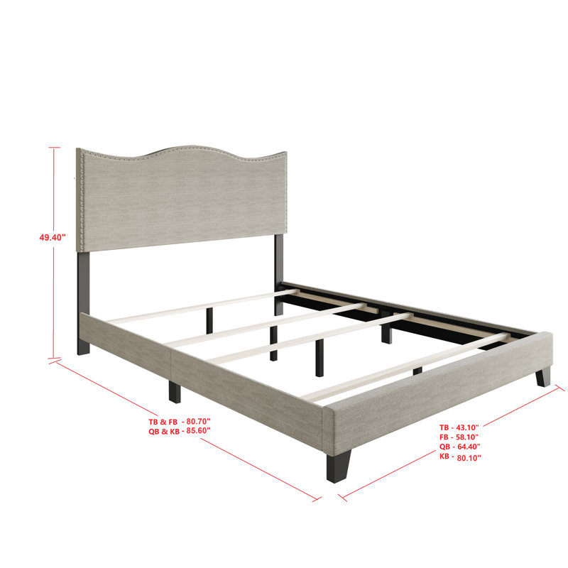 Lit tapissier standard, Gris chaleureux, Double