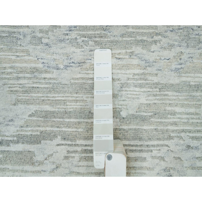Tapis de couloir gris en laine nouée à la main de conception moderne 2 pi 7 po x 22 pi 0E4BC3E28CB641929909D2D2510F8BA1