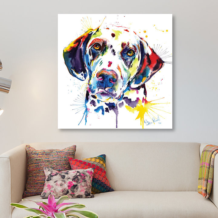 « dalmation », impression sur toile, H 26 po x l 26 po x P 1,5 po, Toile avec cadre noir, Pas de tapis