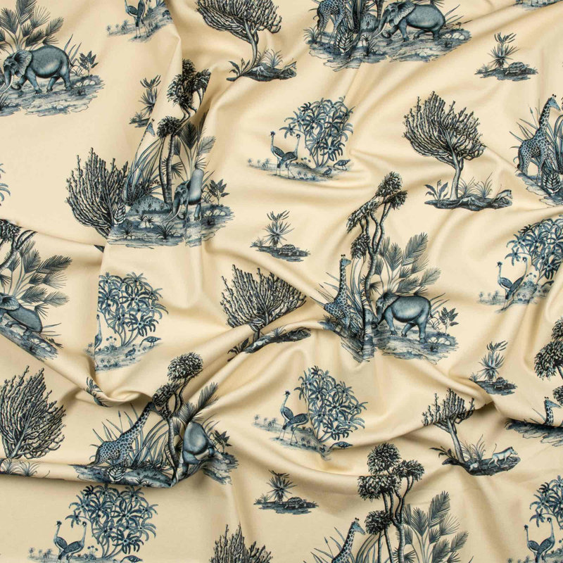 Ardmore Linen Fabric, Blue/Gold