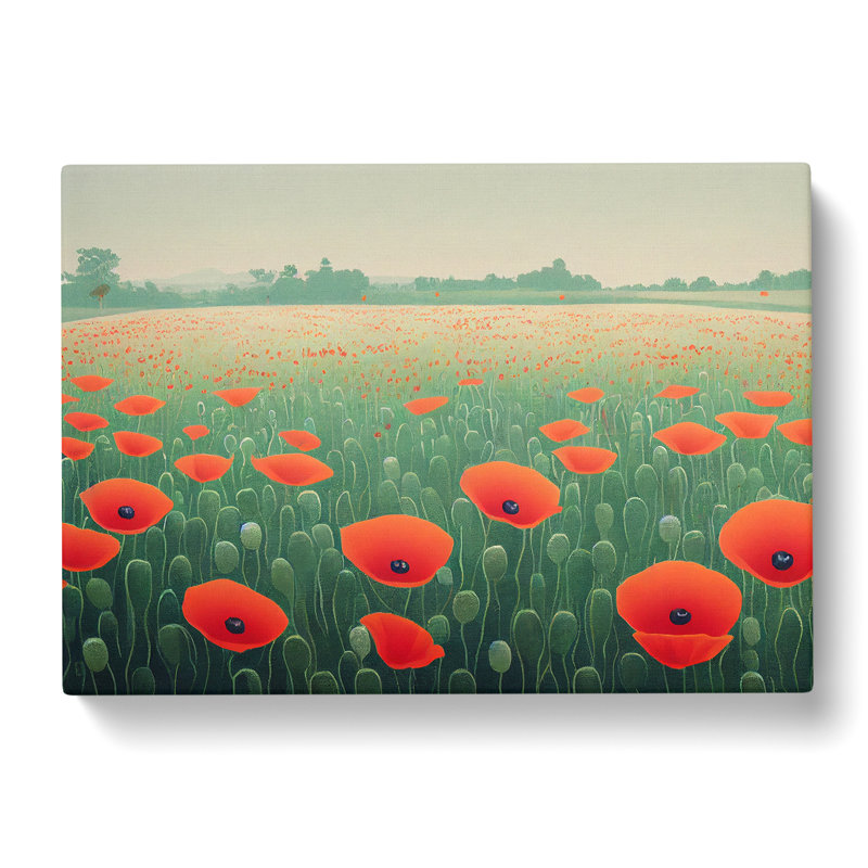 Appealing Poppy Field Flowers - Wrapped Canvas Print, 35cm H x 50cm W x 3cm D