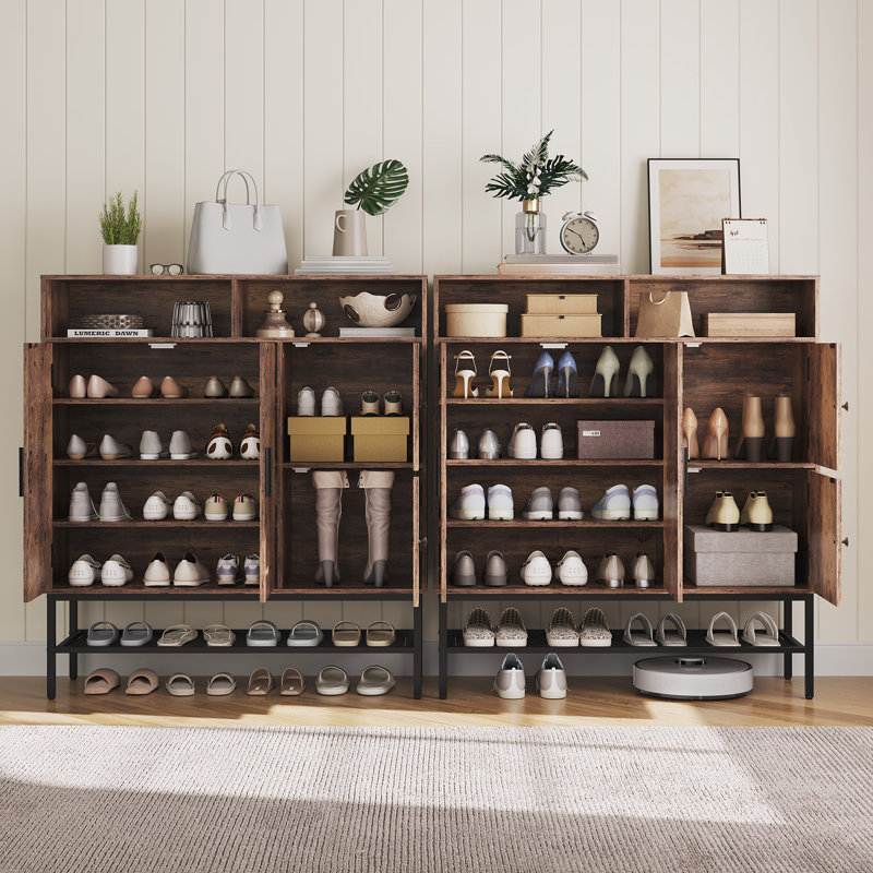 Rangement pour chaussures 4 portes Farmhouse, Brun