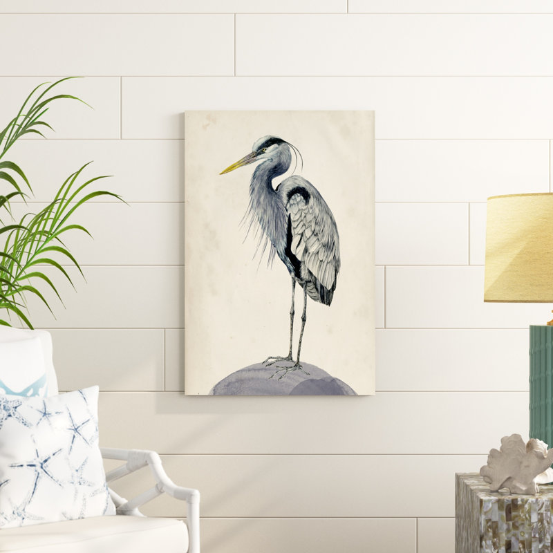 «Blue Heron Rendering II», peinture sur toile, H 36 po x l 24 po