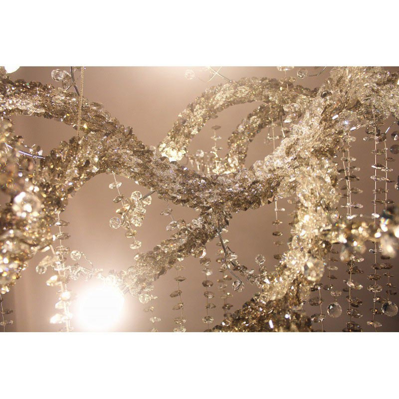 Lustre lumière à branches complexes, Nickel noir, Vert / Transparent, 36" Width x 22" Height
