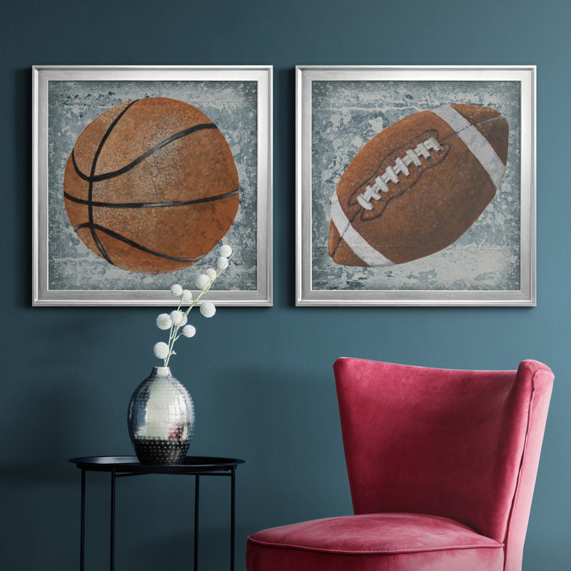Grunge Sporting I Grunge Sporting I - ensemble de 2 impressions encadrées, H 22,5 po x l 45 po x P 1,5 po, Pas de tapis