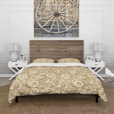 Ensemble de housse de couette bohémien Retro Asian Sepia Waves - Microfibre polyester