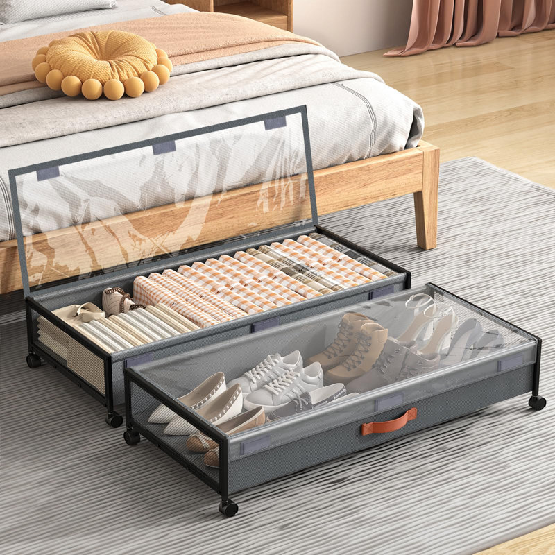 Under Bed Storage With Wheels, Under Bed Storage Containers With Clear Lids, Grey, Gray