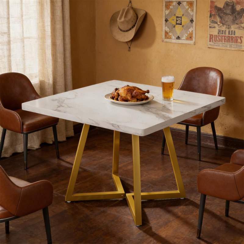 Table basse rétro, table de salle à manger carrée, table de cuisine