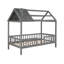 Lit simple en bois avec clôture, gris