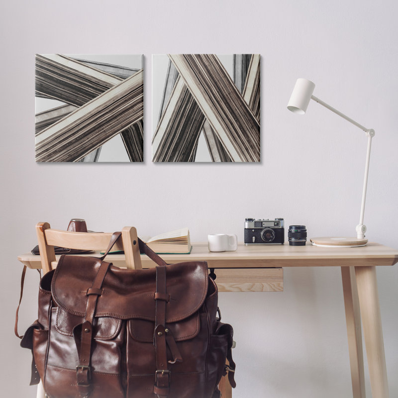 Industrial Linear Crisscross 2 PC Canvas Wall Art Set by PI Studio, 17" H x 17" W