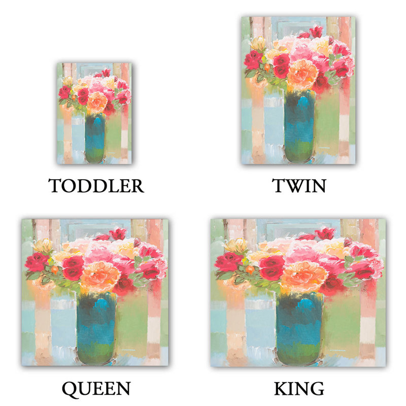 Ensemble de housse de couette bouquet of love, 1 housse + 2 taies très grand lit