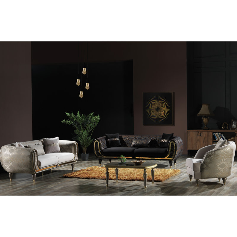 Cream and Gold Velvet Barrel Chair with Wood Legs