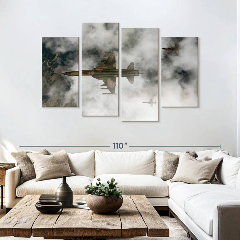 Mait Cloudy Fighter Jets, 54" H x 84" W