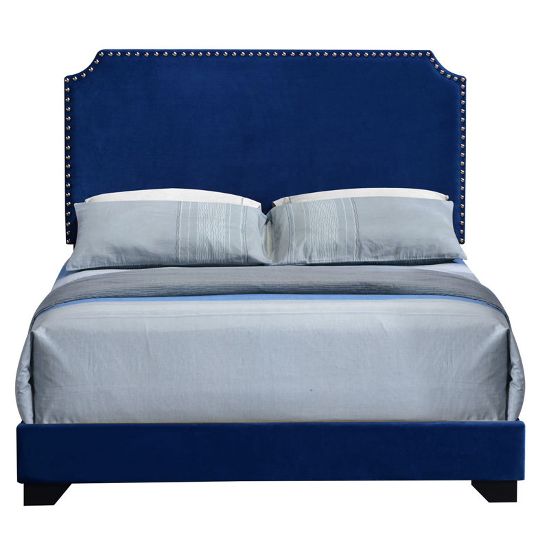 Lit tapissier standard Victorialynn, Grand lit, Marine