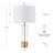 2-Pack USB Table Lamp With White Shades and Type C Port