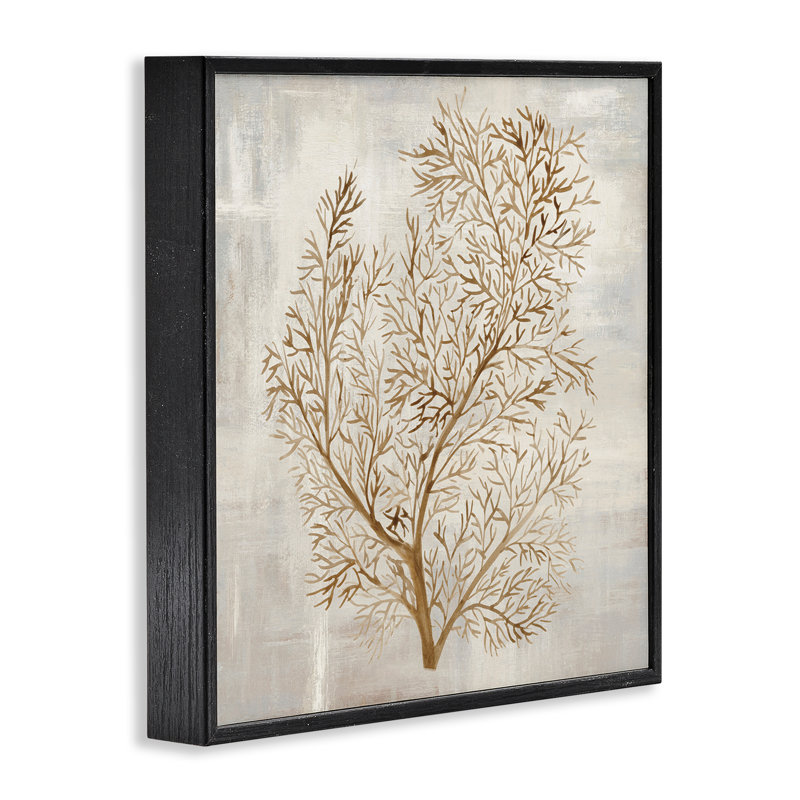 Giclée encadrée botanique Beige Tides, design par Hannah Dawson, Giclée encadrée noir minuit, H 12 po x l 12 po