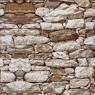 Vintage Brown Stone Adhesive Wallpaper - 17.7" X 393.7" Peel And Stick Brick Backsplash For Kitchen, Removable