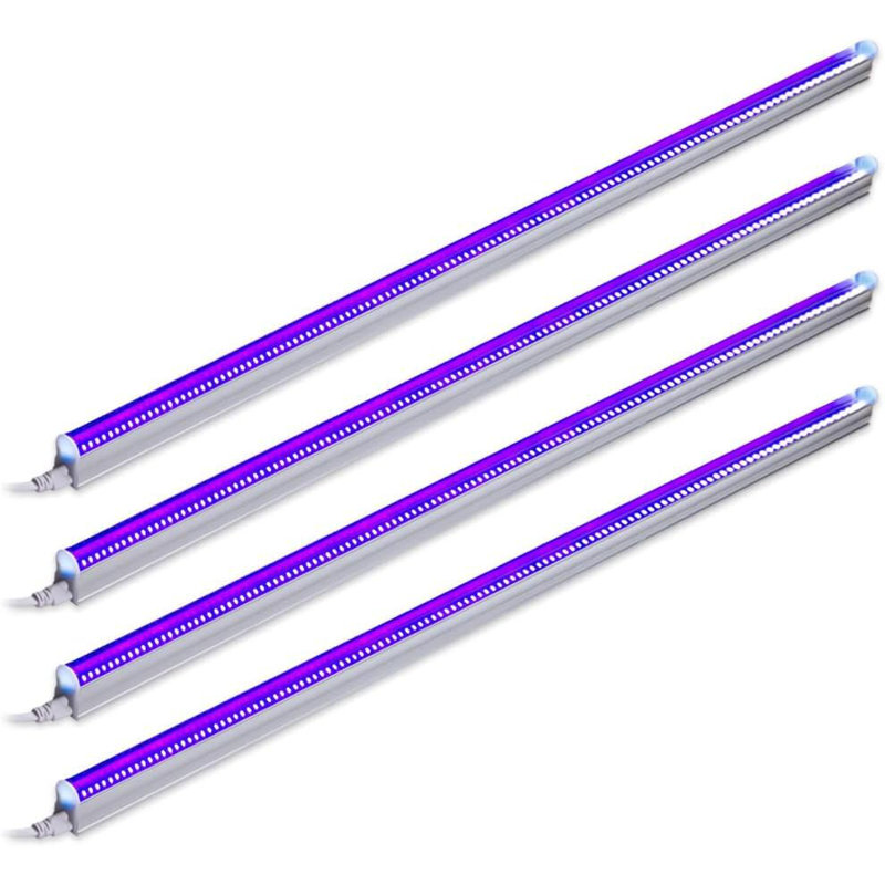 Bar Barrov Uv Led Blacklight, ampoule T5 intégrée 22 W 4 pi, luminaire noir pour affiche Blacklight, décorations d'Halloween et fête de Noël, atmosphère amusante avec interrupteur marche / arrêt intégré (paquet de 4)
