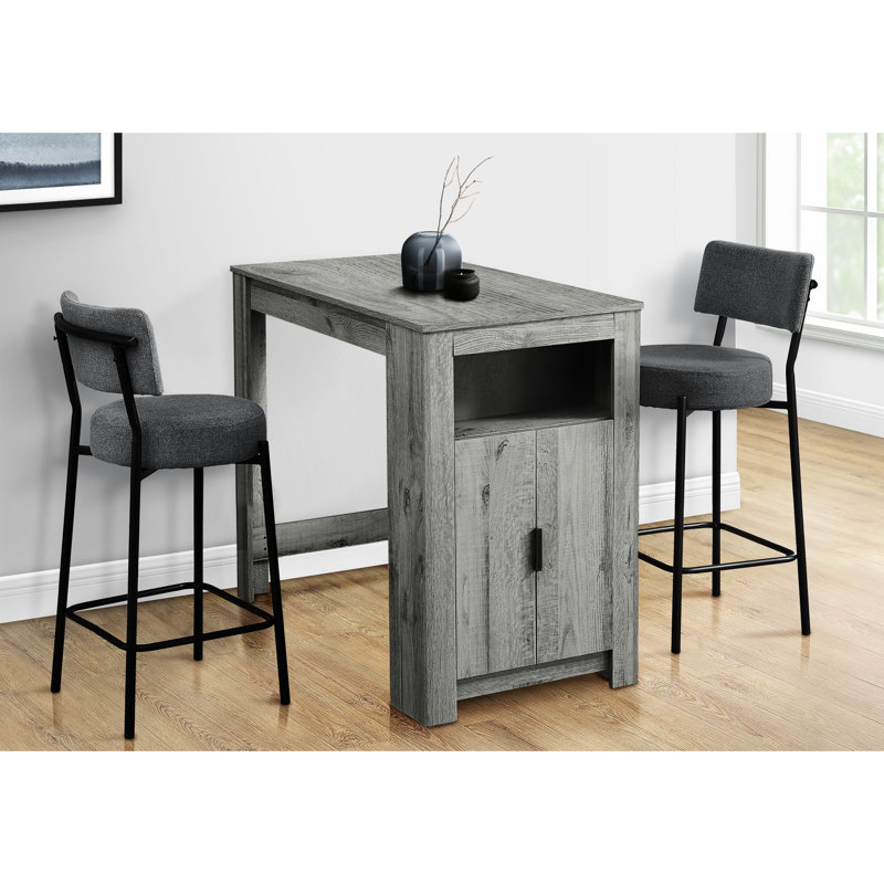 Table haute rectangulaire de 48 po en stratifié gris, meuble de rangement moderne pour cuisine, hauteur de salle à manger chic, stratifié.