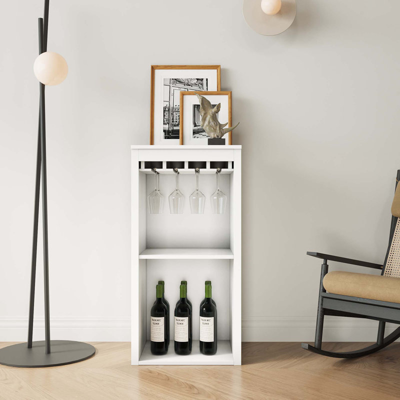 Armoire à vin modulaire avec tablettes de rangement et huche pour salle à manger, Blanc