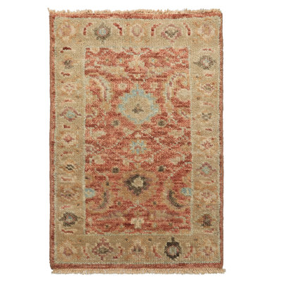 Tapis transitionnel en laine noué à la main 2 x 3 po Oushak
