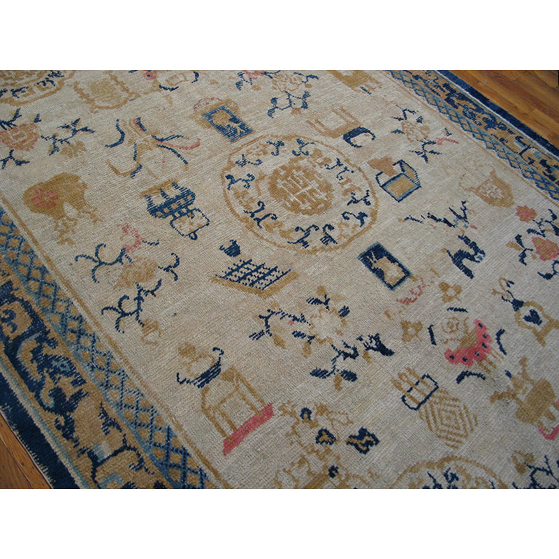 Antique Chinese - Ningxia Hallway Runner Wool Ivory Rug