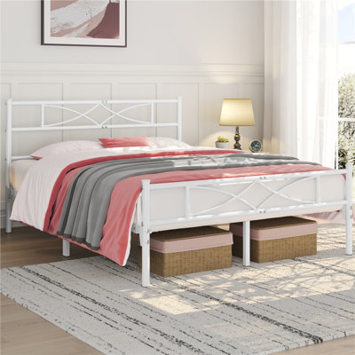 Anelis Metal Bed Frame Platform with Curved Design Headboard & Footboard