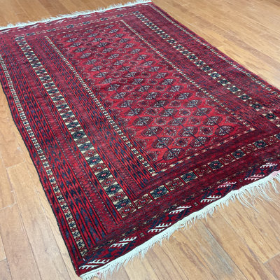  Antique 1960's Handmade Turkoman Wool Rug