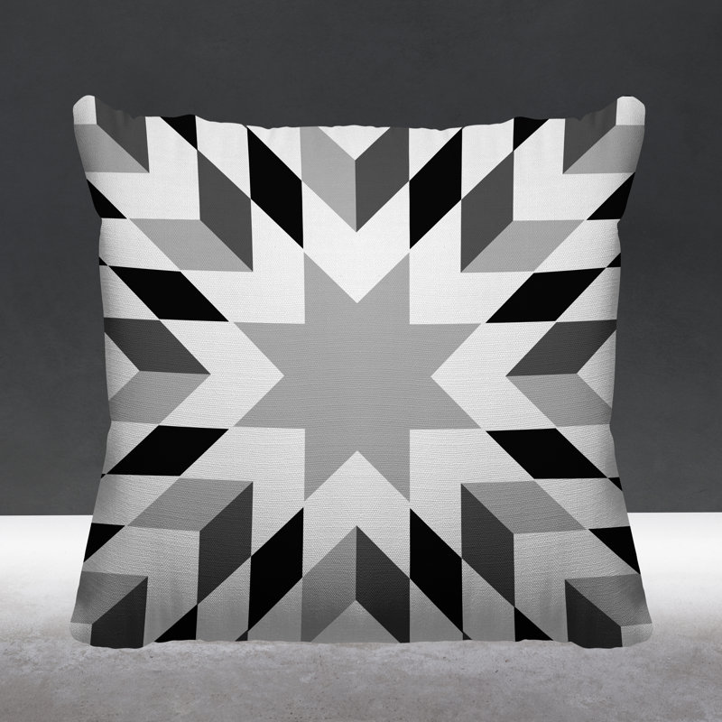 Coussin décoratif intérieur / extérieur Saki Country, L 19 po x H 19 po, Noir