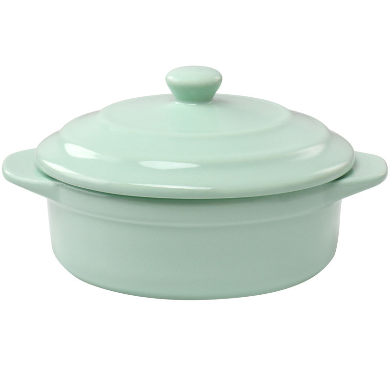 Martha Stewart 0.3 Quarts qt. Stoneware Round Dutch Oven, Mint