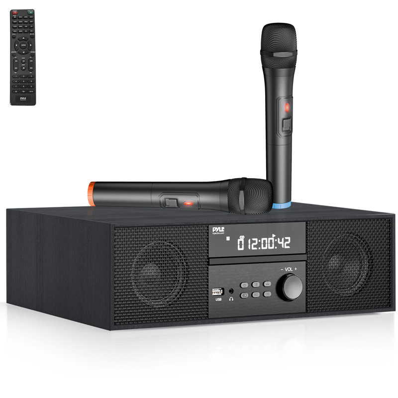 Chaîne stéréo pour disque domestique avec microphone sans fil, Gris et argent