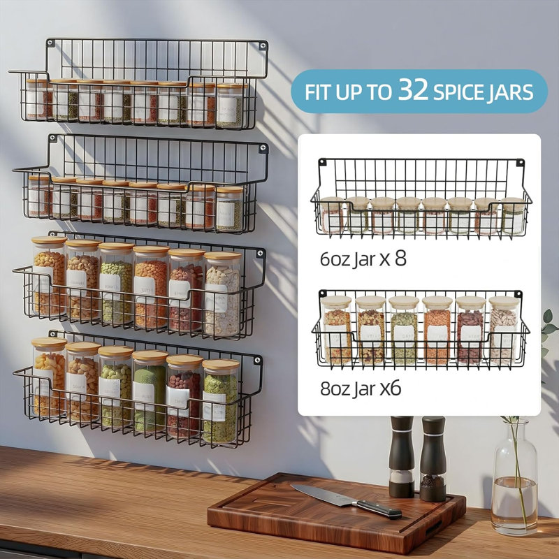 Support à épices mural, organisateur d'épices pour porte d'armoire et garde-manger