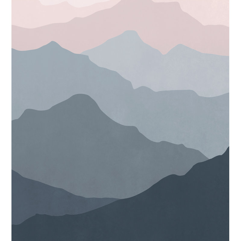 Ensemble de panneau de papier peint 5 pièces Mountain Mural, l 120 po x L 96 po, Bleu marine cendré clair