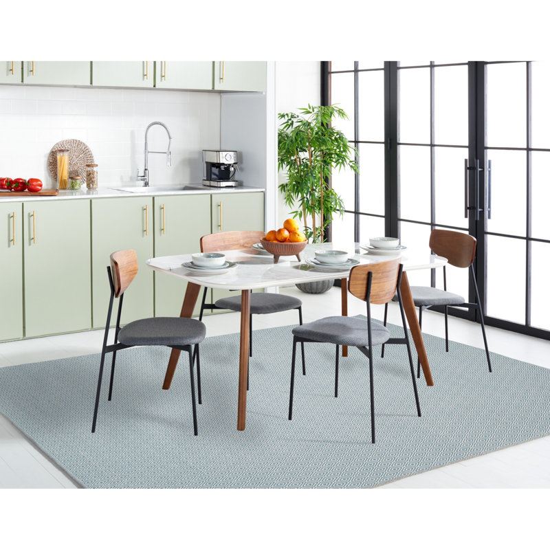 Dryden Geometric Handmade Flatweave Cotton Ivory/Light Blue Area Rug, Rectangle 8' x 10'